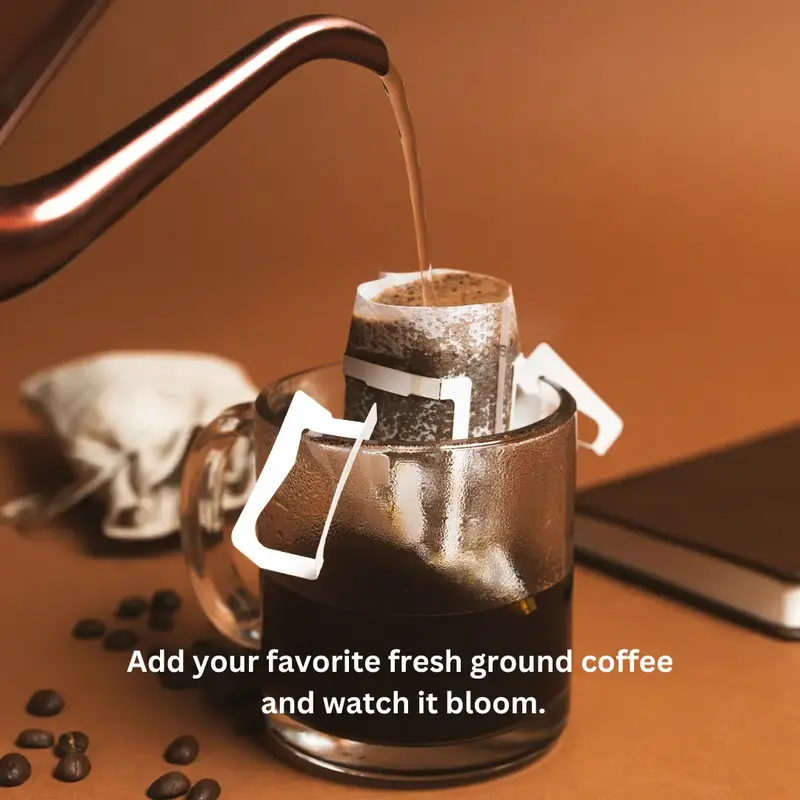 50 Empty Drip Coffee Filters for Pouring Ground Beans of Your Choice - Sturdy and Durable with 9-10g Capacity