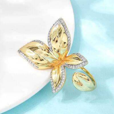 Brass Micro Pave Cubic Zirconia Cuff Rings