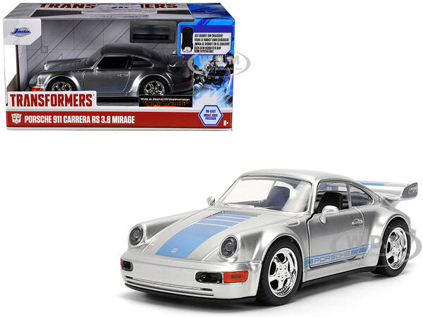 Porsche 911 Carrera RS 3.8 Mirage Silver Metallic with Blue Stripes Transformers: Rise of the Beasts (2023) Movie Hollyw...