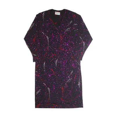ITALY 2000 Glitter Kaftan Dress Black 90s Crazy Pattern Long Sleeve Midi Womens UK 14