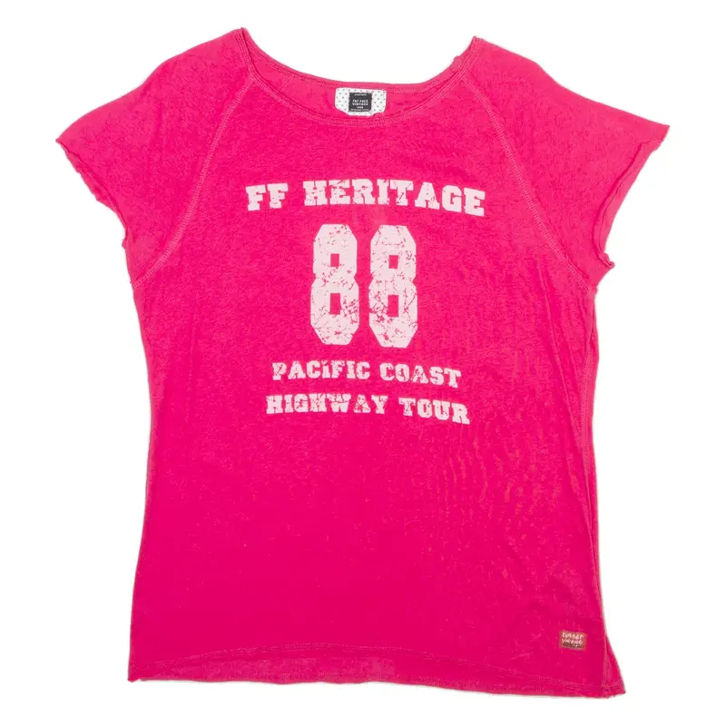 FAT FACE VINTAGE Womens T-Shirt Pink USA L