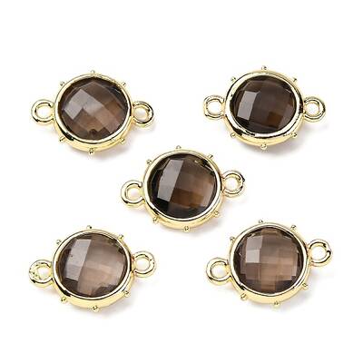 Brass Natural Smoky Quartz Connector Charms