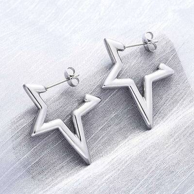 304 Stainless Steel Star Stud Earrings