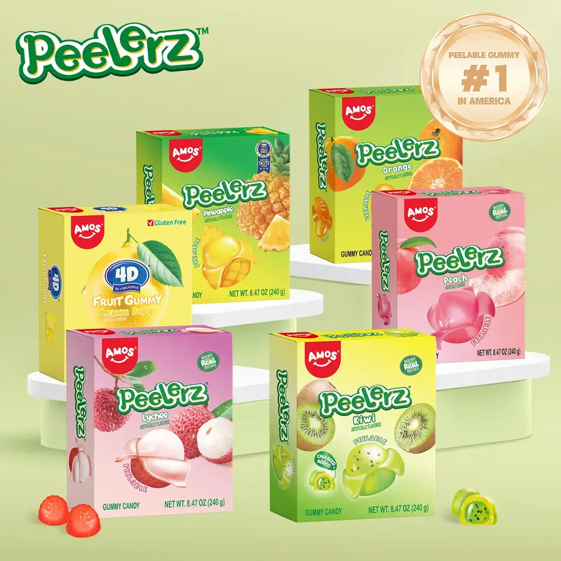 Amos Peelerz – Lychee Kiwi | Peelable Fruit Gummies |Made with Real Fruit Juice | 240g New Packaging | Fun, Juicy and Exoti...