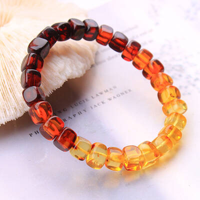 Cube Natural Amber Stretch Bracelets for Women