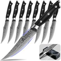 COQUUAID Steak Knives Set  with Built-in Sharpener, 4.8 Inch Non Serrated Razor-Sharp Durable Dinner Knives, German Stainless...