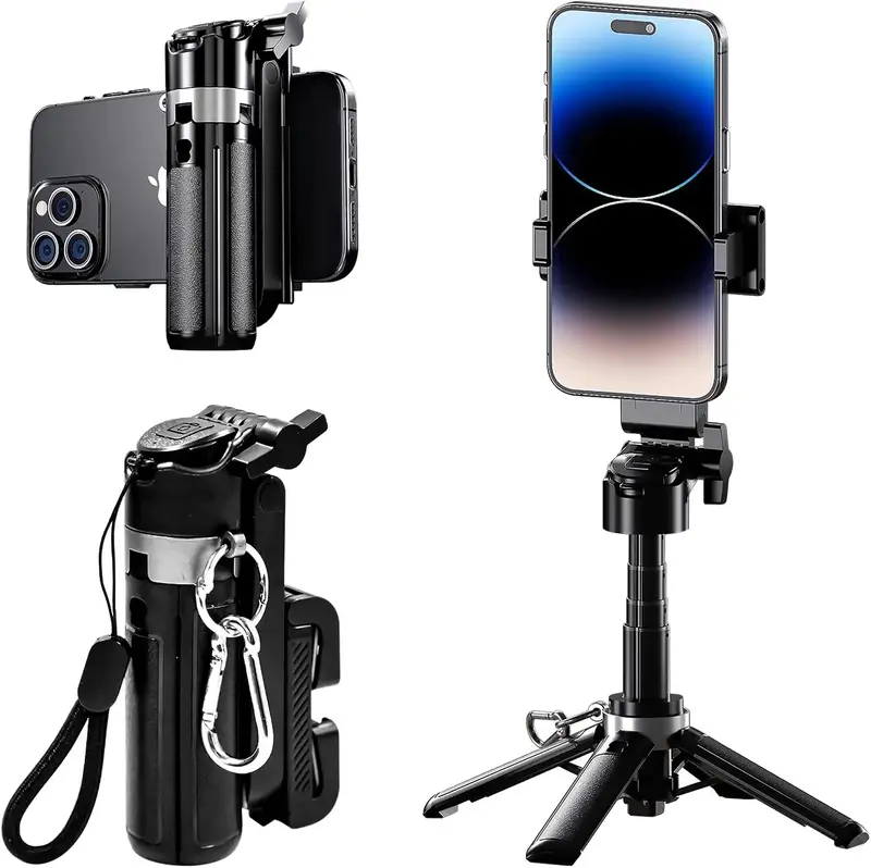 2025 New 4-in-1 Multifunctional mini Selfie Stick with 360° Rotation Compact Stylish Wireless Bluetooth Control Magnetic Pho...