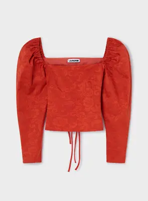 BRIGITTE RED PUFF SLEEVE BLOUSE | Size: XL