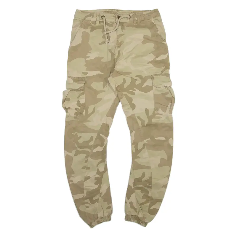 URBAN CLASSICS Camo Cargo Mens Trousers Beige Regular Tapered W30 L28