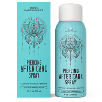 Base Labs Piercing Aftercare Spray - Saline Spray for Piercings For Piercing & Keloid Bump Removal for Ears, Bell