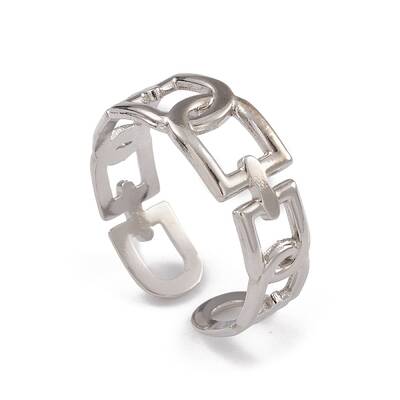 Non-Tarnish 304 Stainless Steel Hollow Arch Open Cuff Rings for Women