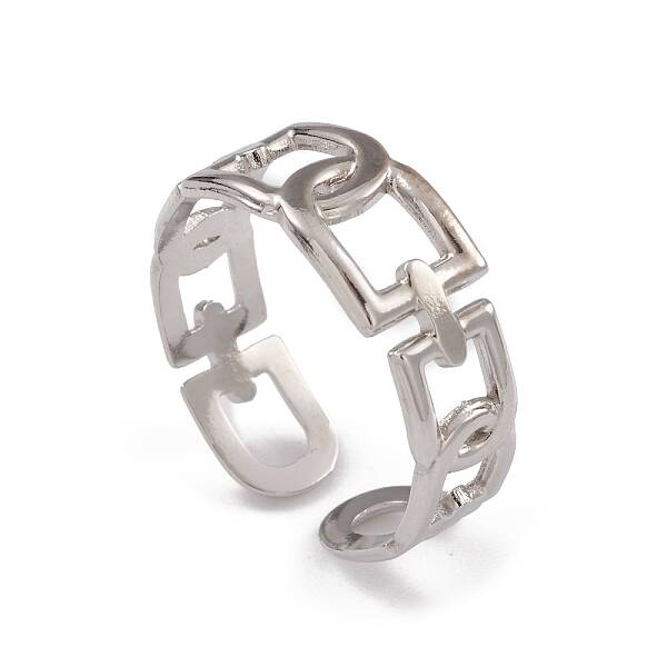 Non-Tarnish 304 Stainless Steel Hollow Arch Open Cuff Rings for Women