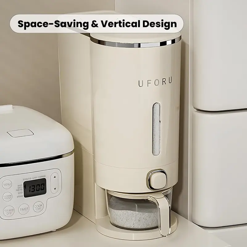UFORU insect-proof airtight Rice Dispenser with Measuring Cups - Moisture-Resistant Plastic, Airtight Grain Storage Container...