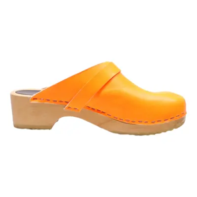 HASBEENS Clog Shoes Orange Leather Womens UK 5