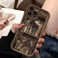 Flower & Book Pattern Phone Case, Anti-drop Cellphone Protective Case, Total Protective Shockproof Mobile Phone Cover for Iph...