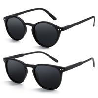 ZENOTTIC 2 Pack Unisex Polarized Sunglasses, Retro Shades Round and Square Frame with UV400 Protection Seaside holiday