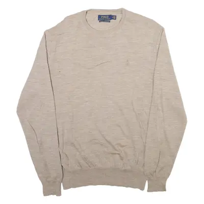 POLO RALPH LAUREN Mens Jumper Beige Tight Knit Wool M