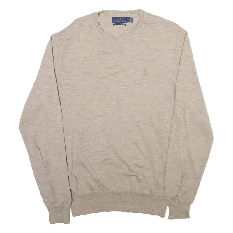 POLO RALPH LAUREN Mens Jumper Beige Tight Knit Wool M