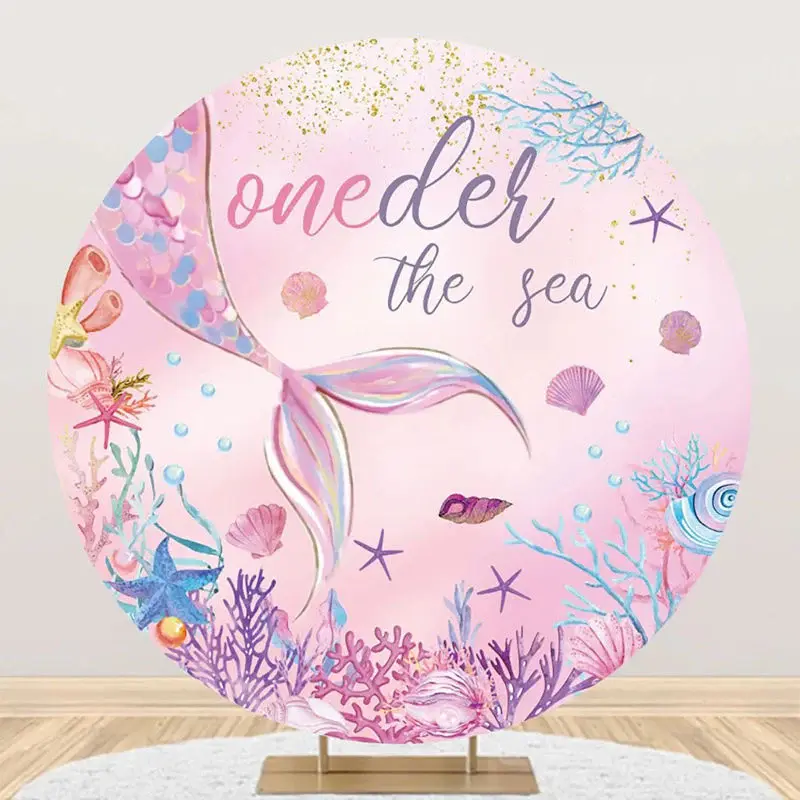 Undersea Pink Mermaid Coral Benthos Round Backdrop - Aperturee