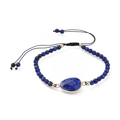 Adjustable Natural Lapis Lazuli(Dyed) Braided Bead Bracelets