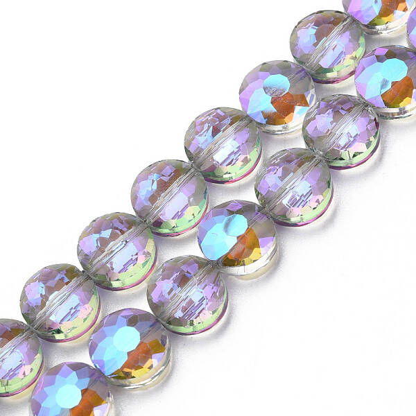 Electroplate Transparent Glass Beads Strands