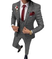 Men's Plaid wedding Tuxedo Slim Fit Suit - Double Breasted Three-Piece Set with Vest for Business, Casual, and Formal Events ...