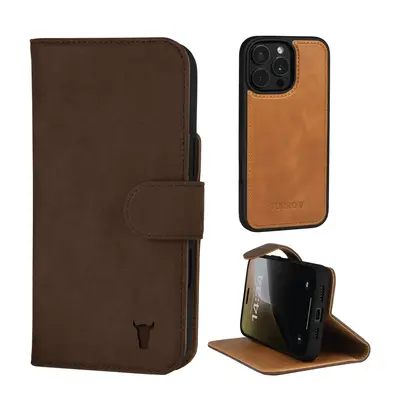 Apple iPhone 16 Pro 2-in-1 Leather Wallet Case (with Detachable Cover & MagSafe Compatible) - Nubuck / Dark Brown