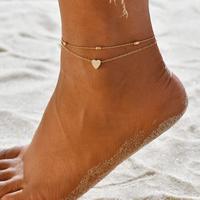 VENOCO 2 ayered Ankle Bracelets for Women Girls Gold Dainty Foot Jewelry cute heart Anklet Summer Beach Ankle Bracelet Charm ...