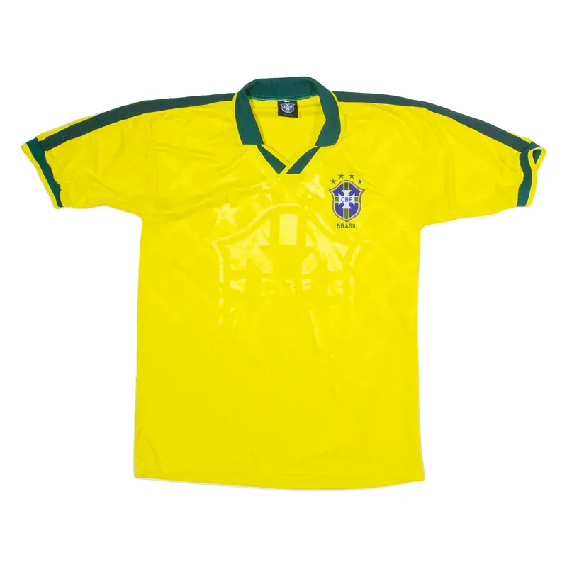 Brazil Fan Mens Football Shirt Jersey Yellow Collared 2XL