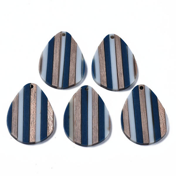 Stripe Resin & Walnut Wood Pendants