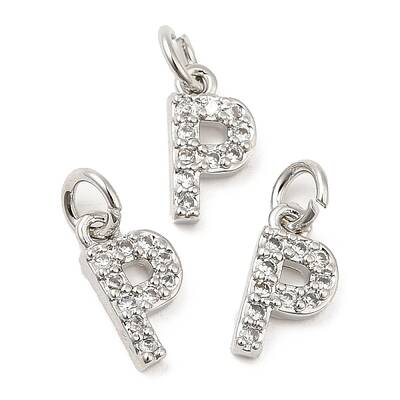 Brass Micro Pave Grade AAA Cubic Zirconia Charms
