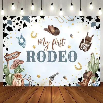 Aperturee Starry Blue Cowboy My First Rodeo Birthday Backdrop, 5X3FT(1.5X1M), 15.07 USD, birthday backdrops, NYHD1J09-E