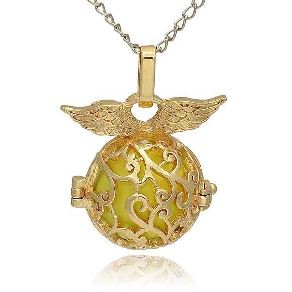 Golden Tone Brass Hollow Round Cage Pendants