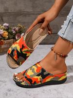 Women's Fashion Leopard Print Peep Toe Slides, Casual Comfortable Sandals for Summer, Female All-match Round Toe Sandals for ...