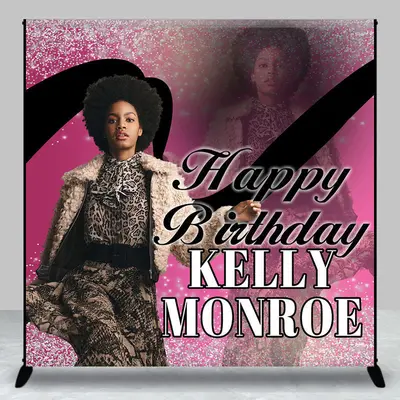 Pink Glitter Custom Photo Birthday Backdrop for Women - Aperturee