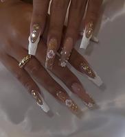 Flower nails,Diamond hand painted nail,custom press on nails,3D Nails,Gel Nails,Acrylic Nails ,Fake nails,Nail Art,French nai...