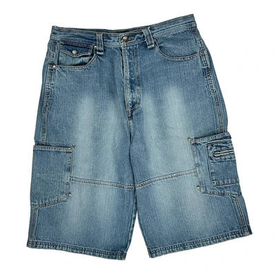 Riflessi Cargo Denim Shorts - 34W 13L Blue Cotton