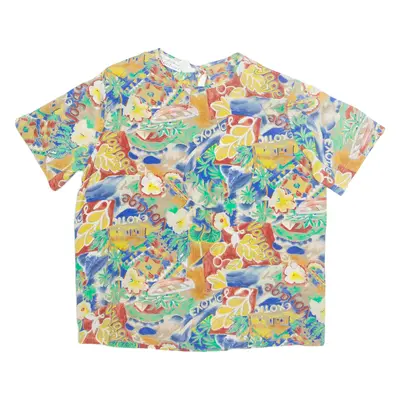 NEW EDITIONS Womens Printed Top Blue Crazy Pattern M