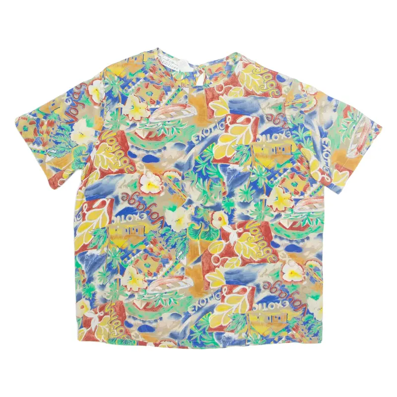 NEW EDITIONS Womens Printed Top Blue Crazy Pattern M