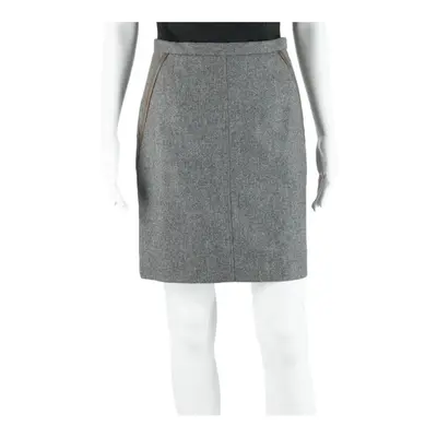 A P C Short Pencil Skirt Grey Wool Womens UK 6
