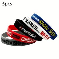 Spring Colorful Silicone Sports Wristband, 5 Counts/set Inspirational Quotes Silicone Wristband, Indoor Recreation Equipment,...