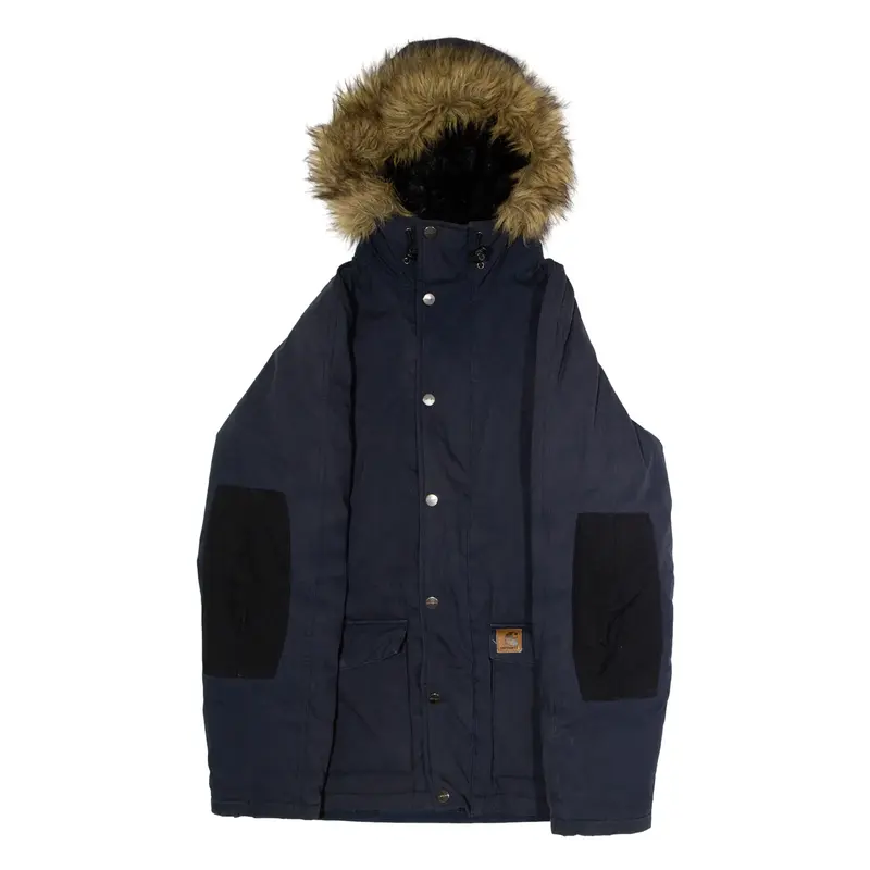 CARHARTT Trapper Mens Parka Coat Blue Hooded M
