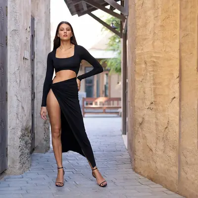Rent Danica Long Dress | Size: S | Color: Black