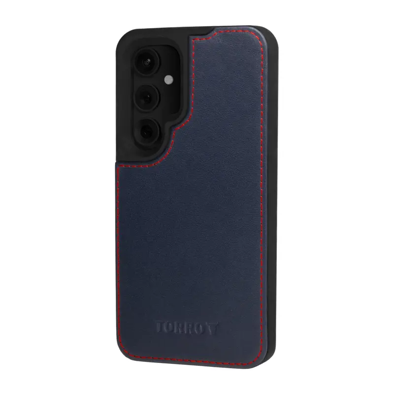 Samsung Galaxy S24 Leather Wallet Case (with Stand Function & Wireless Charging) - Navy Blue