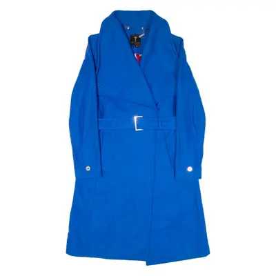TED BAKER Womens Trench Coat Blue Knit Cashmere UK 8