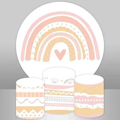 Aperturee Rainbow Heart Simple Birthday Round Backdrop Kit | Birthday Round Backdrop Cover | Round Backdrop Stand Covers | Bi...