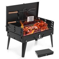 Portable Charcoal Grill, Outdoor Folding BBQ Grill . 18x18x10in with grill tool kit and lid/spatula. Can grill meat/vegetable...