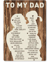 Fathers Day Birthday Gifts From Daughter Wife Dad Gift 12x8In Print Wall Art Metal Plaque Vintage Tin Sign Home Wall decor Pe...