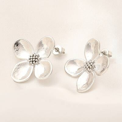 Rack Plating Flower Brass Stud Earrings