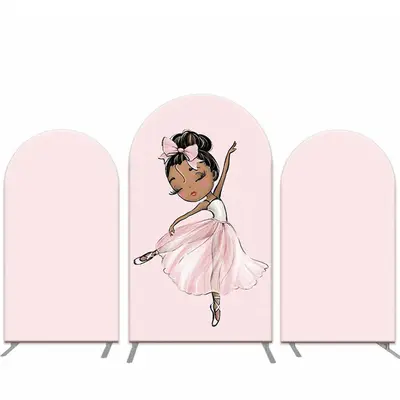Aperturee Ballerina Girl Pink Arch Backdrop Kit For Party | Custom Arched Wall Covers | Round Arch Backdrop Cover | Chiara Ar...